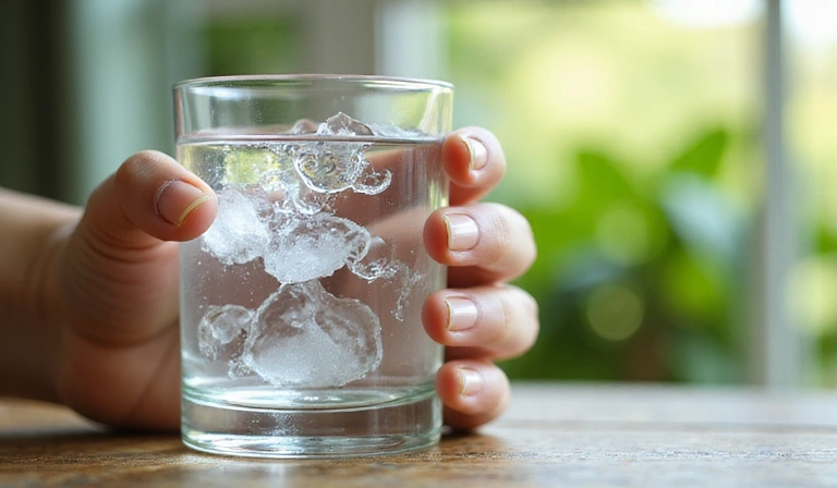 A person drinking a glass of water, emphasizing hydration and wellness.