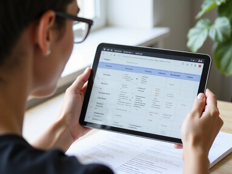 A person reviewing a meal plan, clean and organized