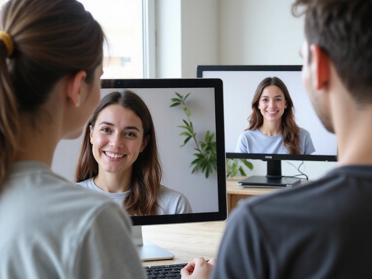 Person on a video call with a nutritionist, professional and accessible